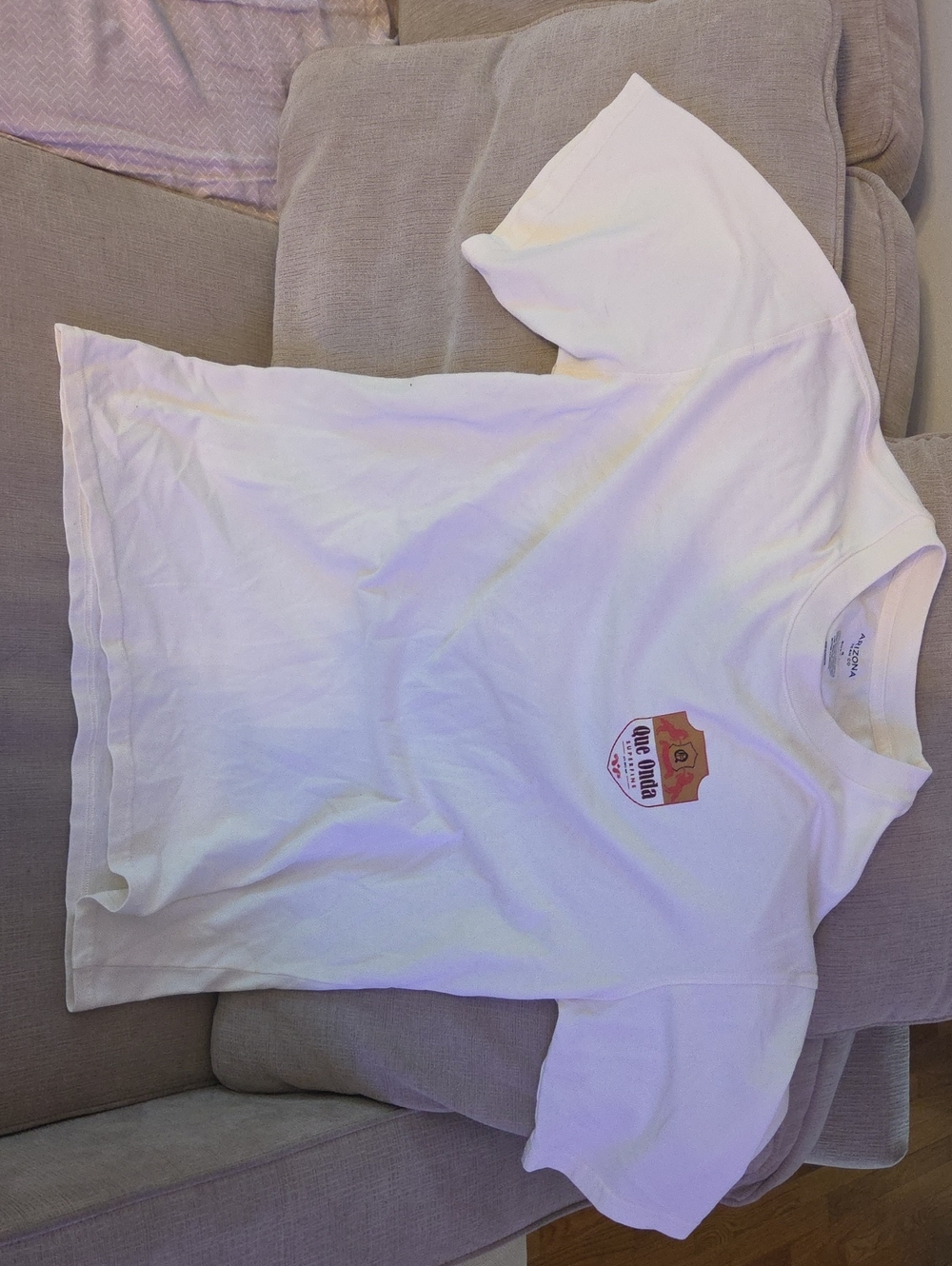 Arizona Jean Company White Short Sleeve Tee with Small Shield Patch